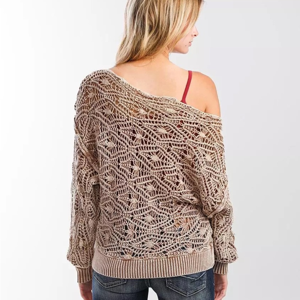 Buckle Off the Shoulder Washed Sweater. Size Small. - Picture 3 of 7